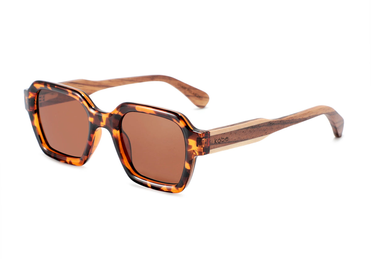 Bali sunglasses by Kobe Afrika in tortoise with zebrawood arms